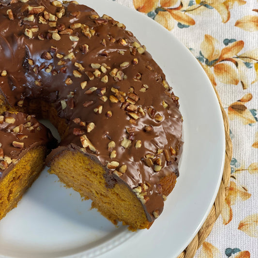 Pumpkin Spice Chocolate Hazelnut Bundt Poke Cake