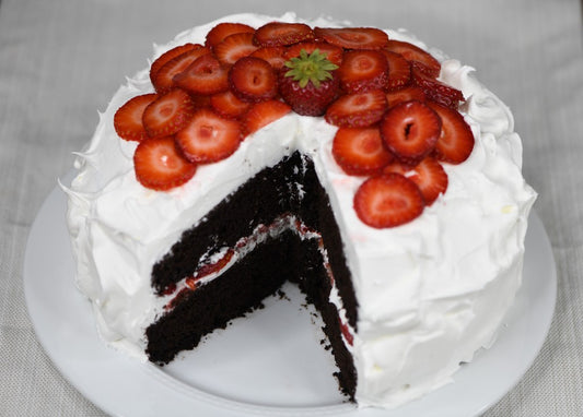 Gluten Free Strawberries and Cream Chocolate Layered Cake