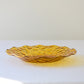 Vintage 13” Round Amber Honeycomb Decorative Gold Rim Glass Bowl