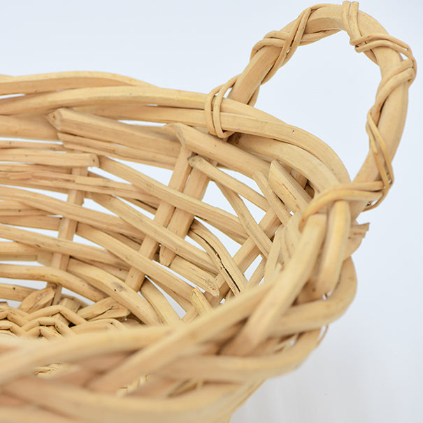 Vintage 15" Round Woven Wood Decorative Storage Basket with Handles