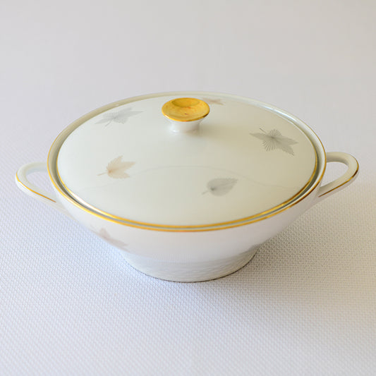 Vintage 11.5” Johann Haviland Fall leaves White Covered Porcelain Dish