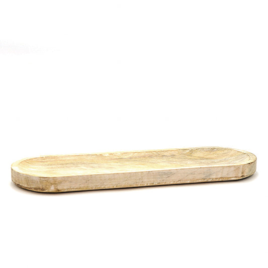 20” Rustic Long Wooden Oval Decorative Table Tray