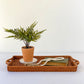 Vintage 24” Rattan Woven Rectangular Tray with Handles