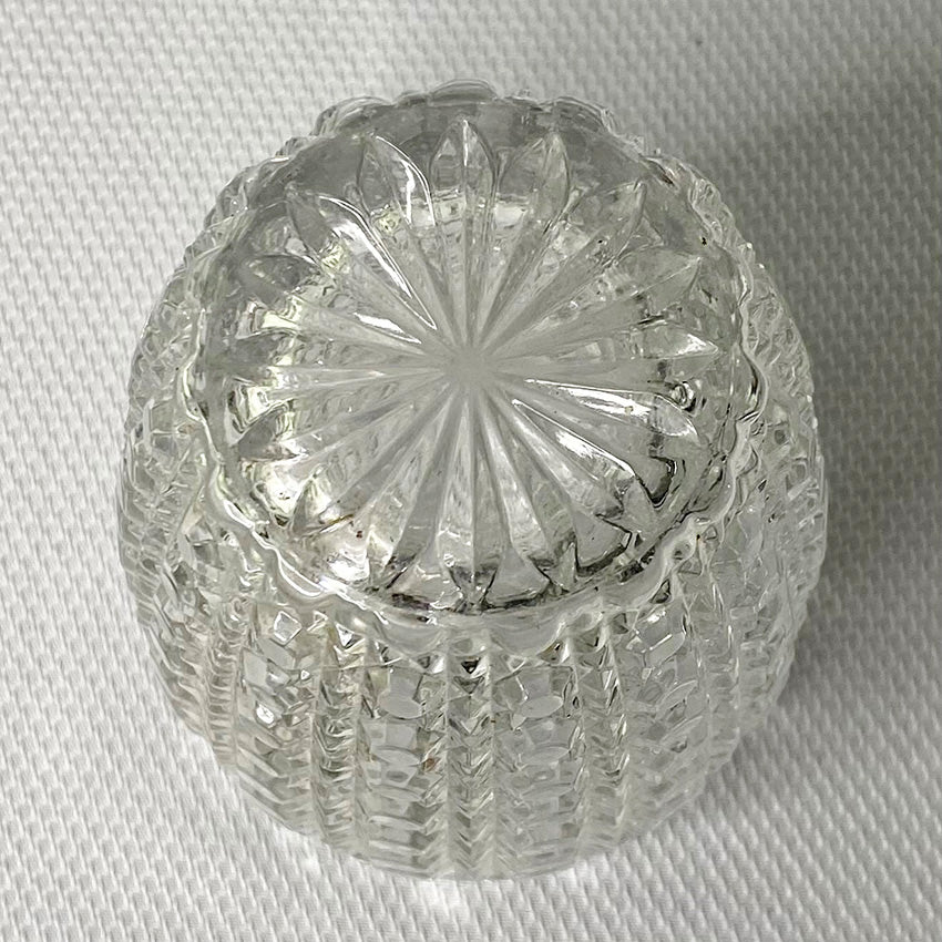 Vintage 8” Button and Diamond Pattern Lead Crystal Bouquet Vase