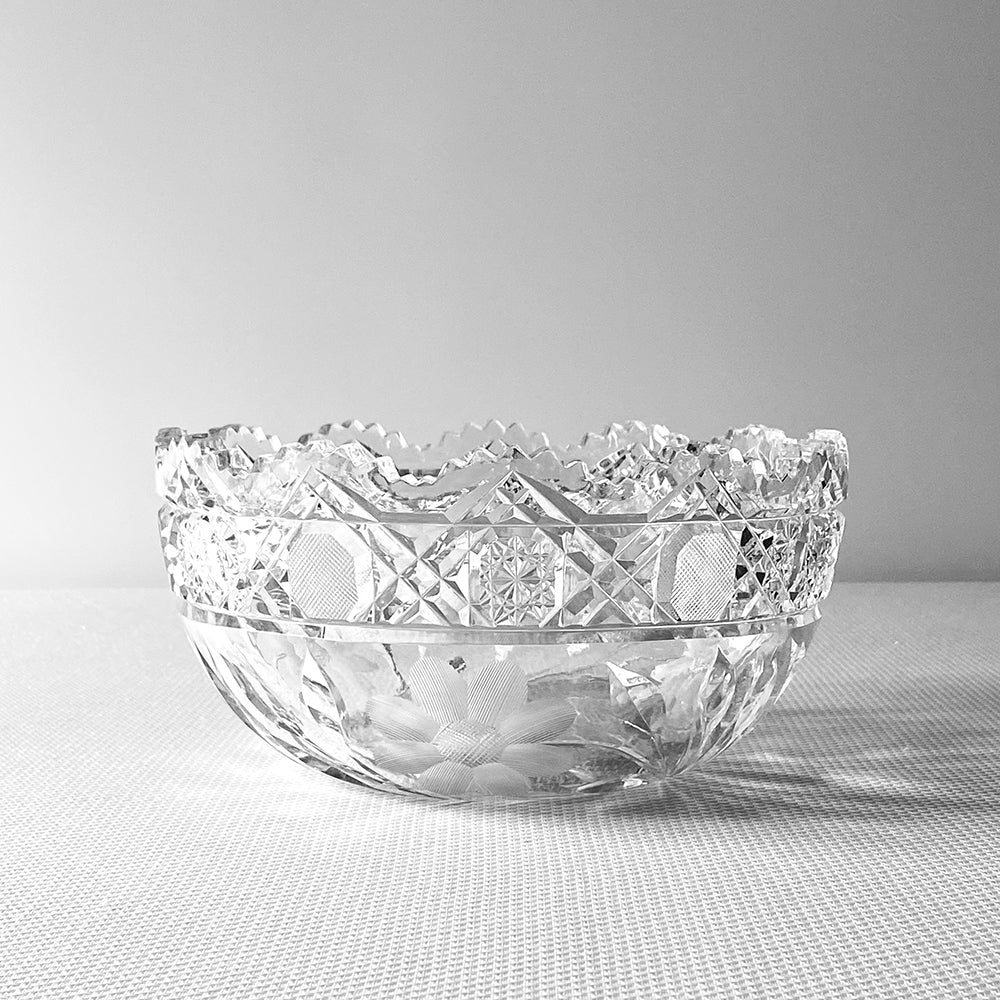 Vintage 9” American Brilliant Period Cut Crystal Decorative Bowl