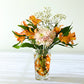 Vintage 6” Julia Glassworks Cut to Clear Amber Floral Crystal Table Vase #2
