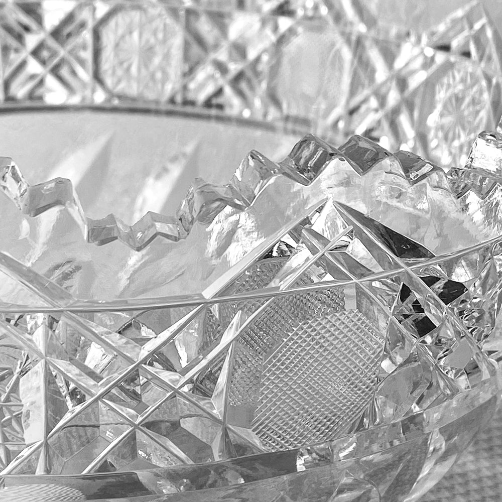 Vintage 9” American Brilliant Period Cut Crystal Decorative Bowl