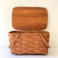 Vintage 17” Woven Splint Wooden Hinged Lid Picnic Basket