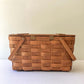 Vintage 17” Woven Splint Wooden Hinged Lid Picnic Basket