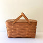 Vintage 17” Woven Splint Wooden Hinged Lid Picnic Basket