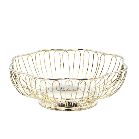 Vintage Silver-Plated Loop Wired Scalloped Basket - Batstone Home