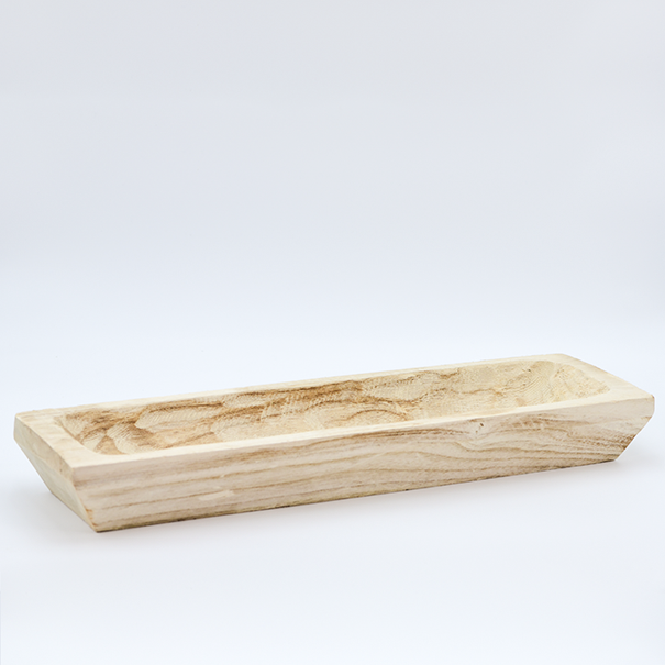 Hand Carved Rectangular Wooden Tray - Batstone Home